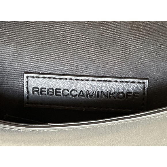 REBECCA MINKOFF Black Leather Quilted Chevron Chain Inset Strap Crossbody Purse - Picture 13 of 16